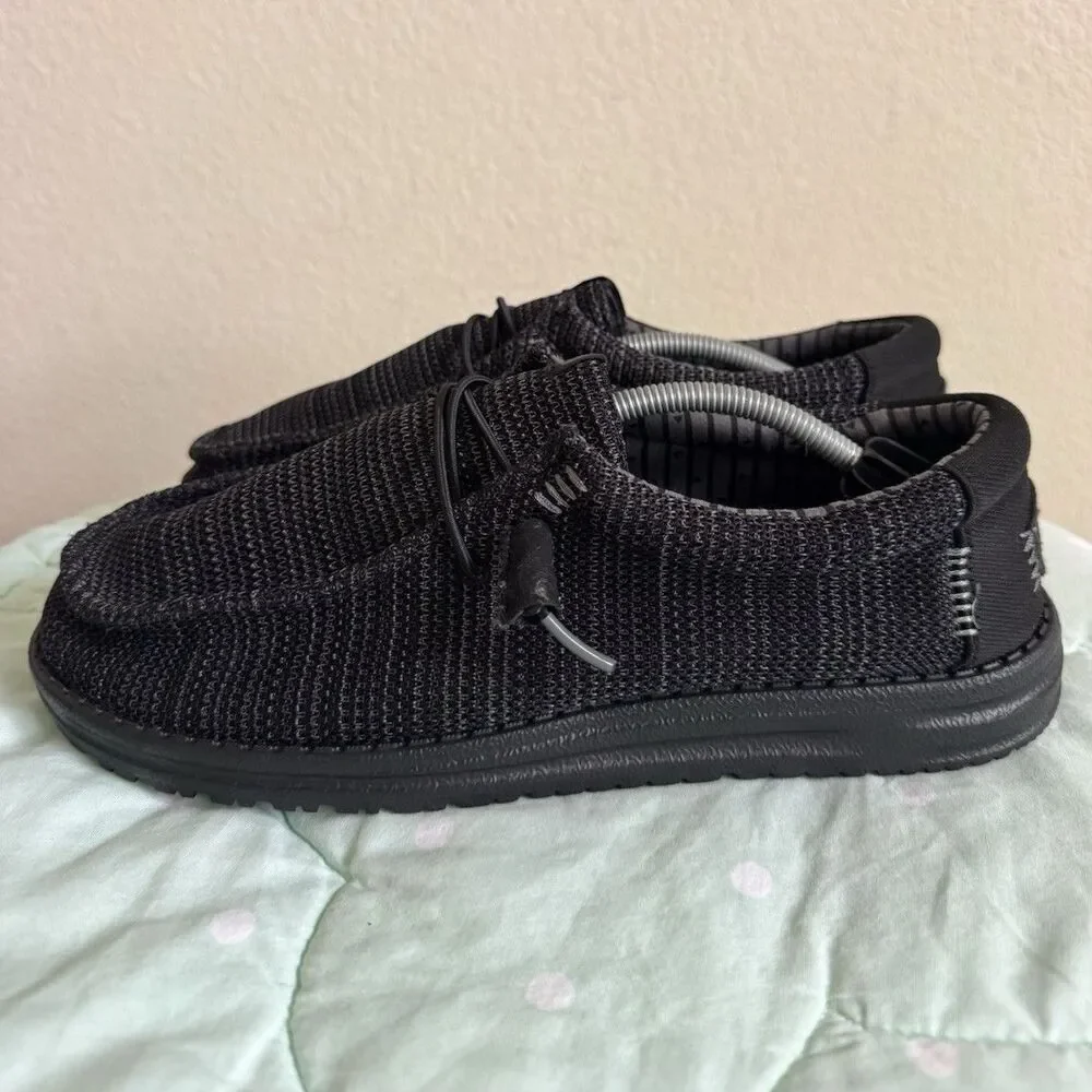 HEYDUDE Wally Stretch Sox Wide Black Knit Loafers Mens US 8EE